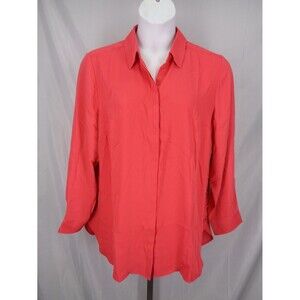 Chicos Lace Up Side Button Tunic Top Malibu Punch Size 3 (16) XL New